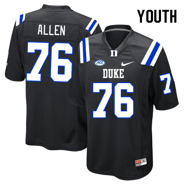 Youth #76 Gemyel Allen Duke Blue Devils College Football Jerseys Stitched-Black